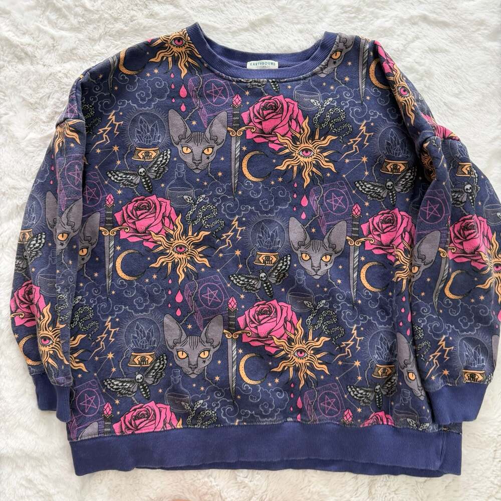 Earthbound Trading Company Mystic Occult Print Crewneck Sweatshirt